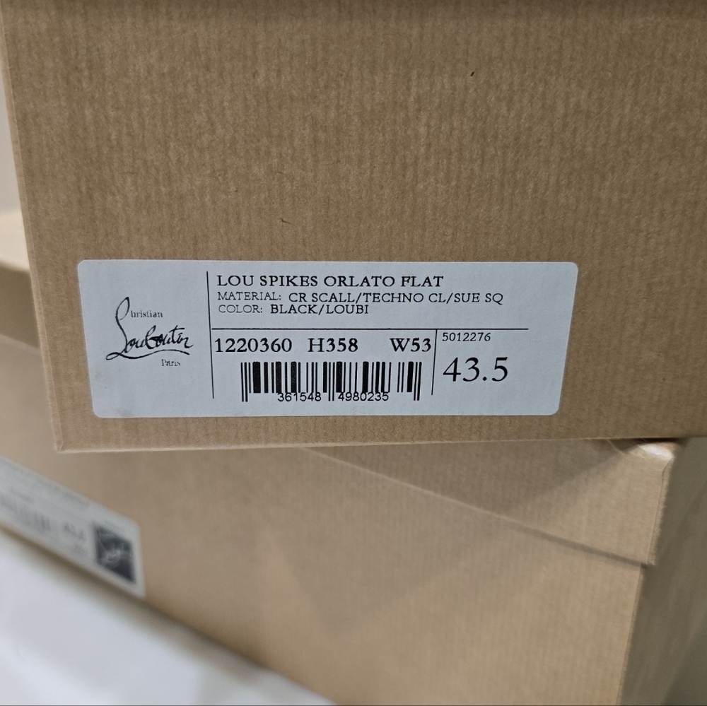 Christian Louboutin Lou Spikes Flat Toile in Black and Gunmetal Never Been Worn